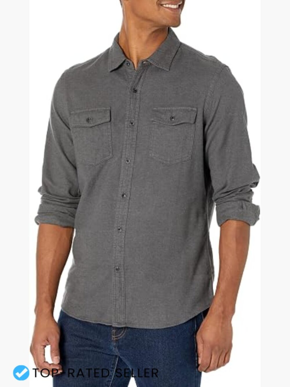 Slim-Fit Flannel Button Down Shirt with Pockets Preppy Casual Long Sleeve Men's